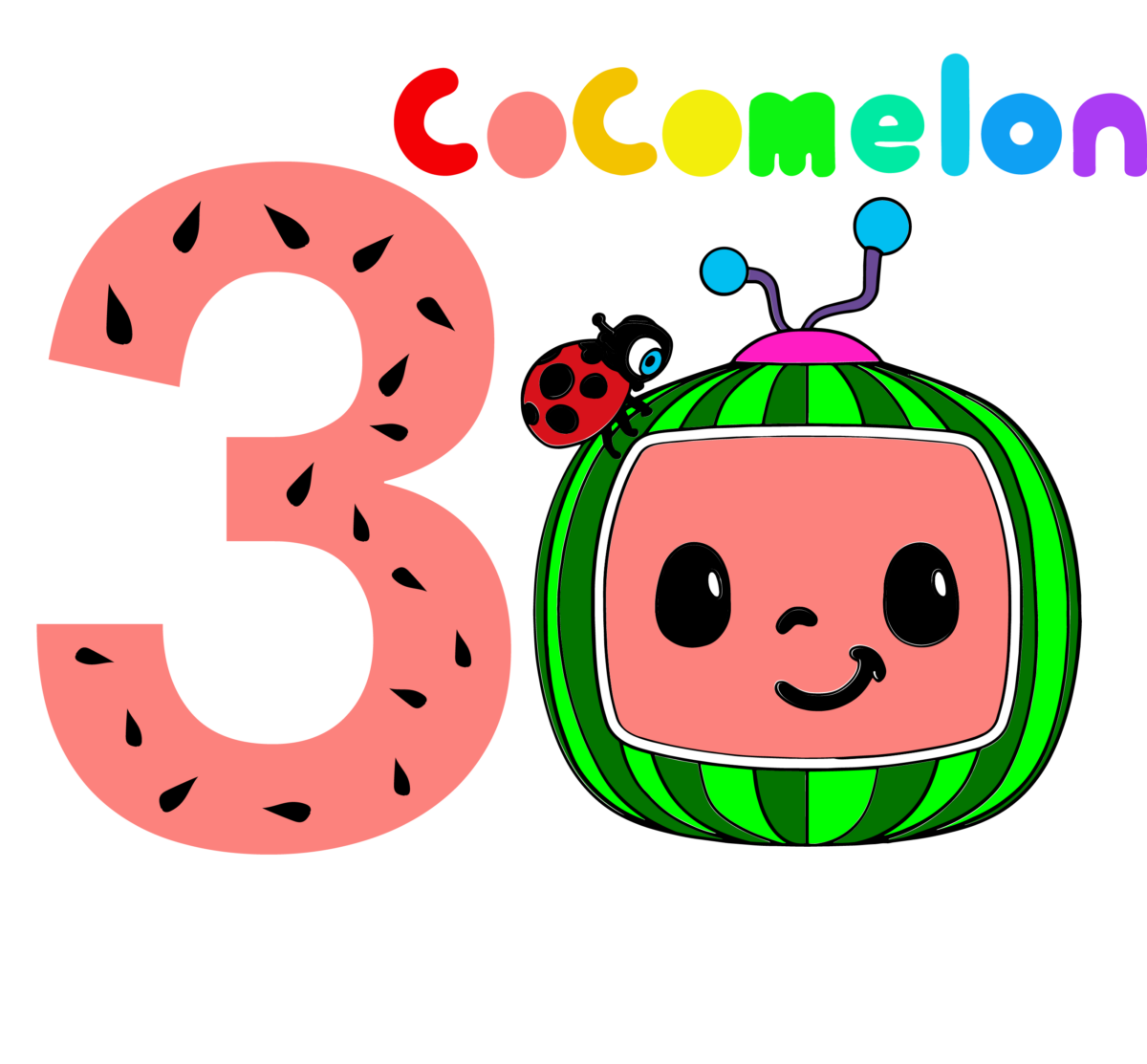 Cocomelon Numbers 3 Svg