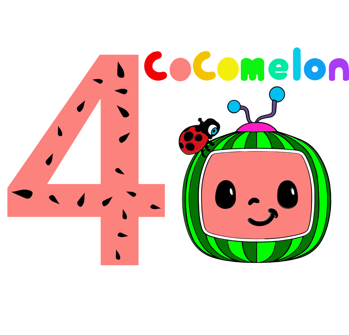 Cocomelon Numbers 4 Svg