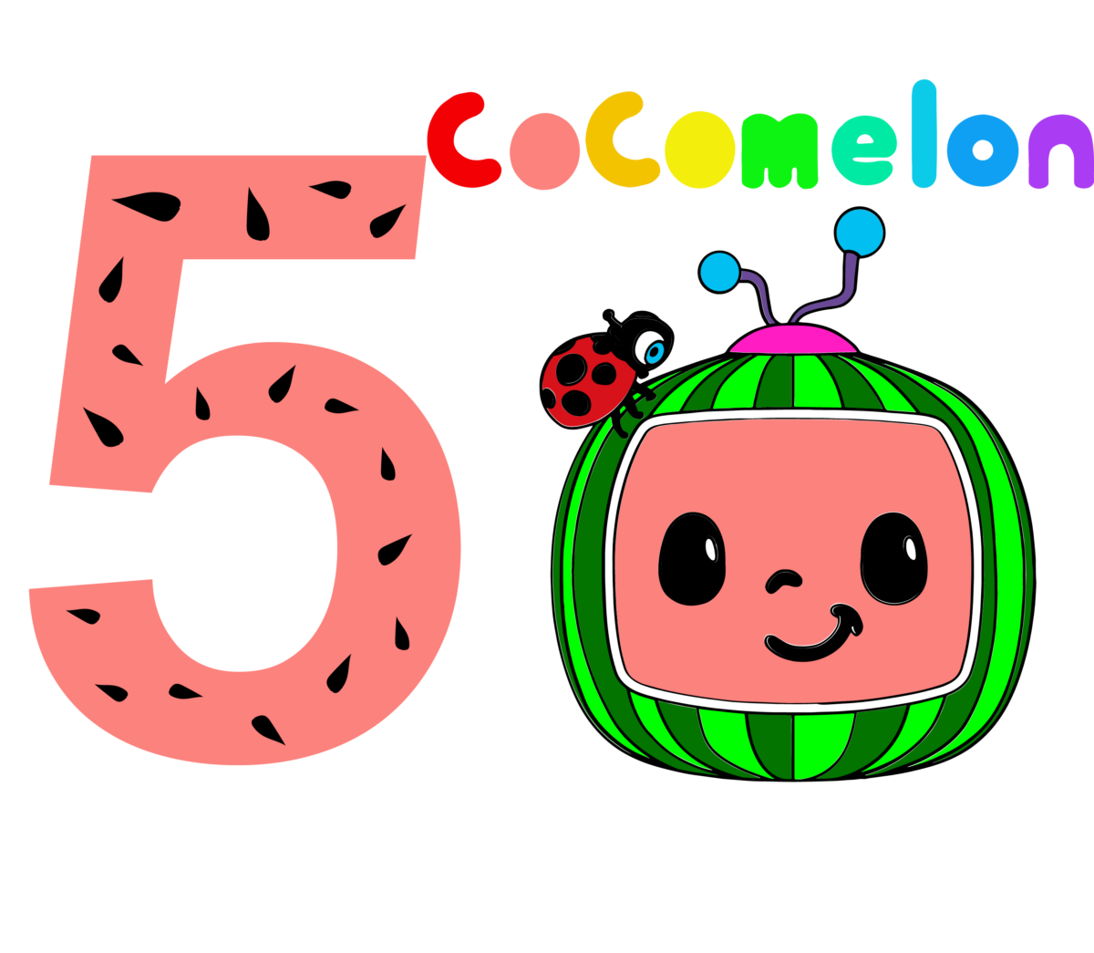 Cocomelon Numbers 5 Svg
