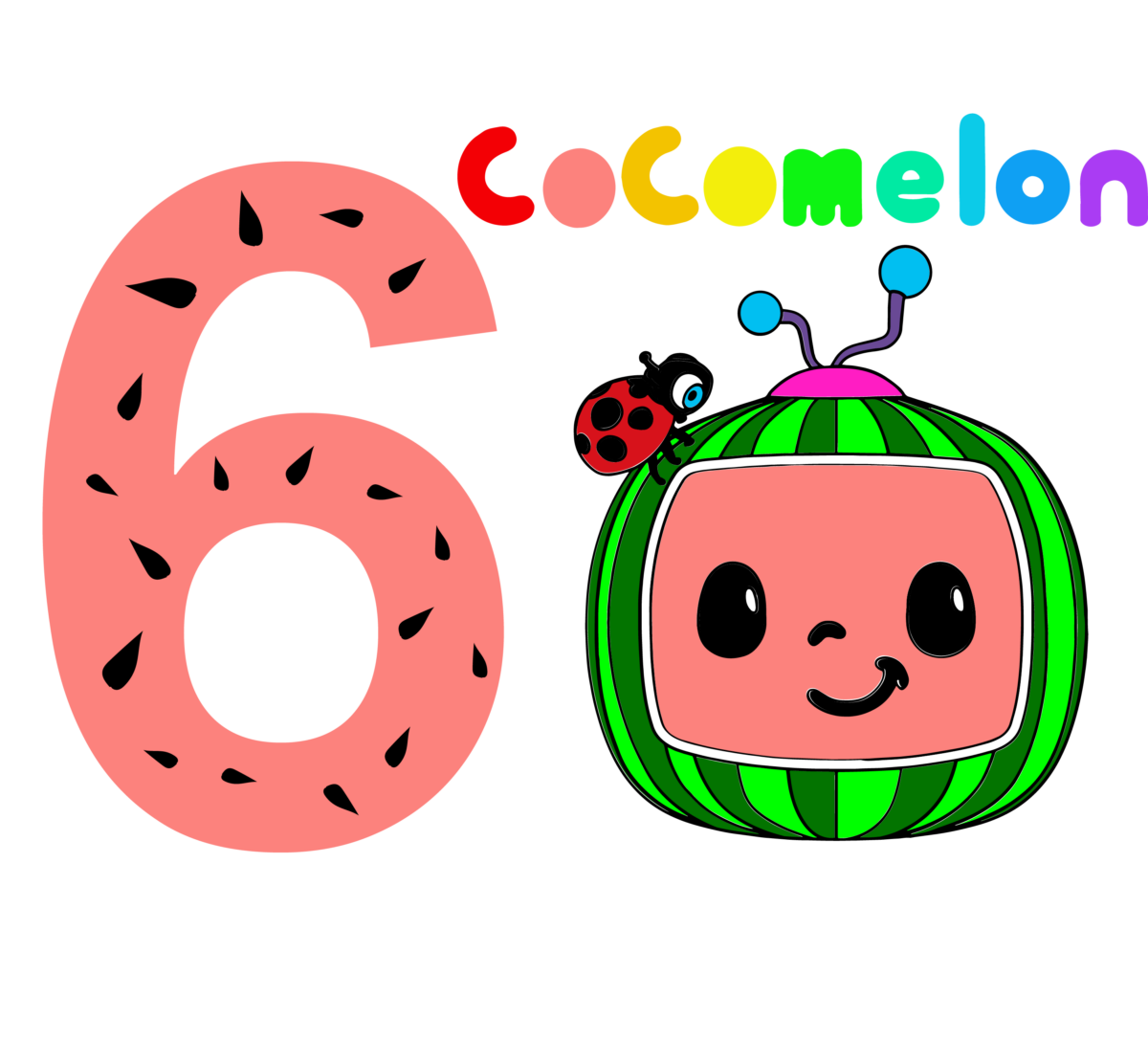 Cocomelon Numbers 6 Svg