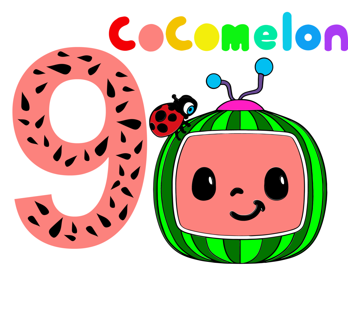 Cocomelon Numbers 9 Svg
