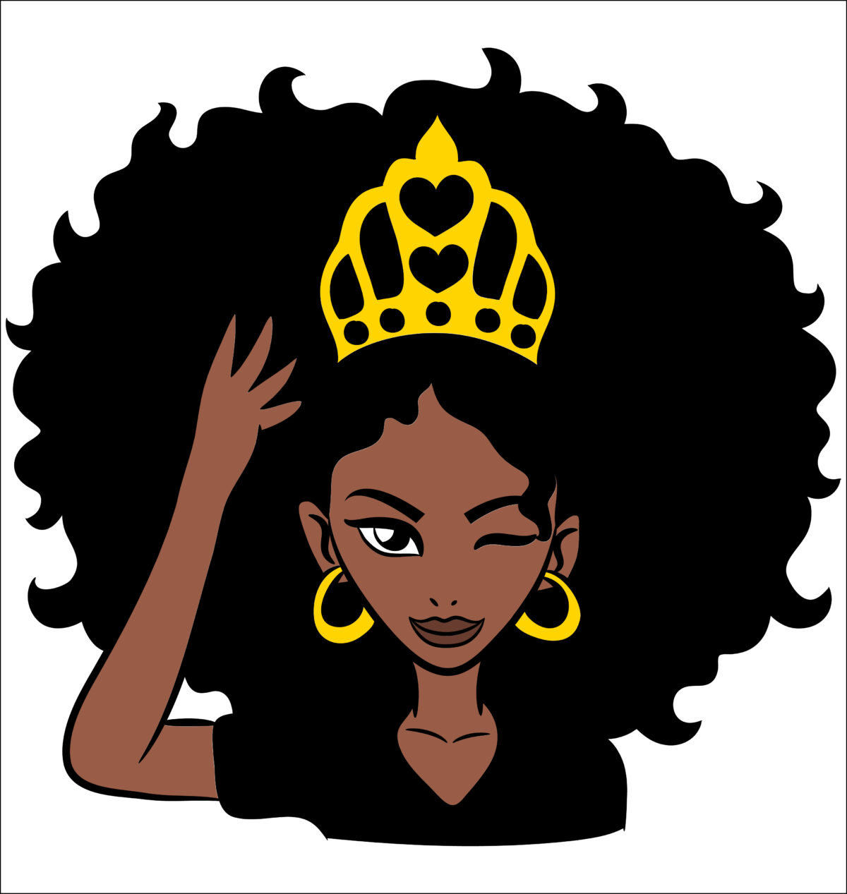 Black queen crown woman Svg
