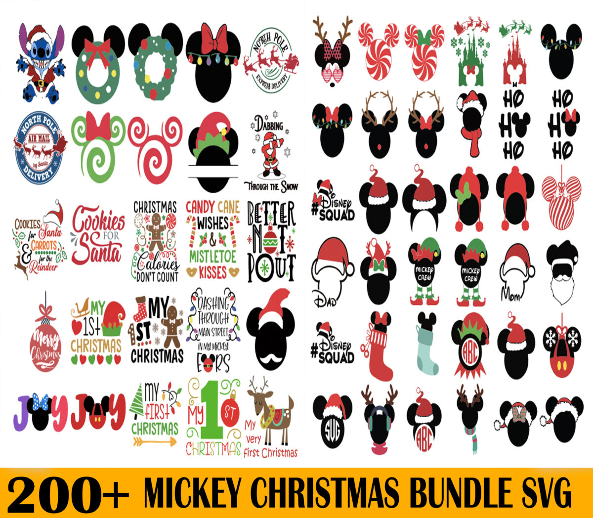 200 Mickey Christmas Bundle Svg