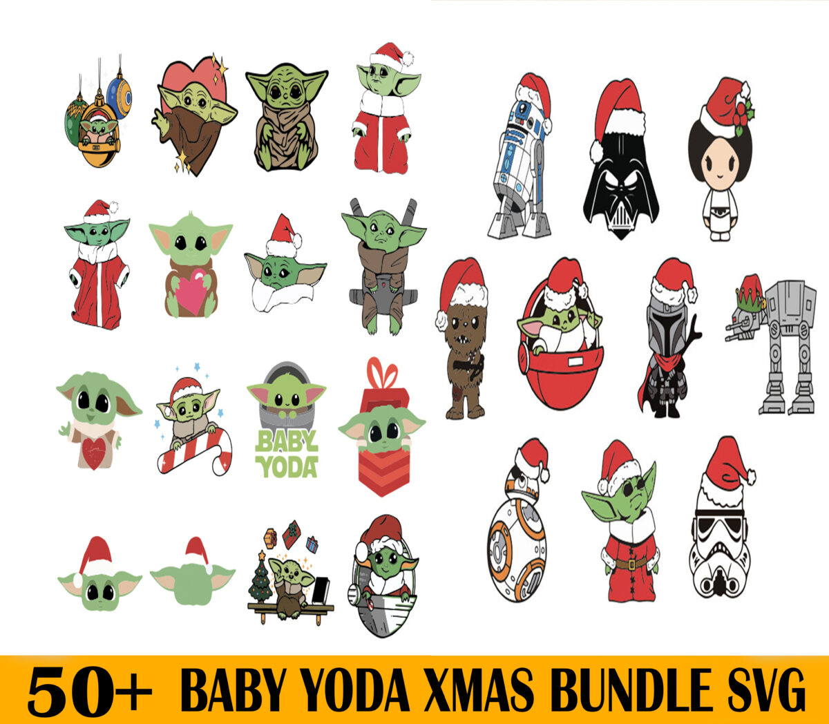 50 Baby Yoda Christmas Bundle Svg