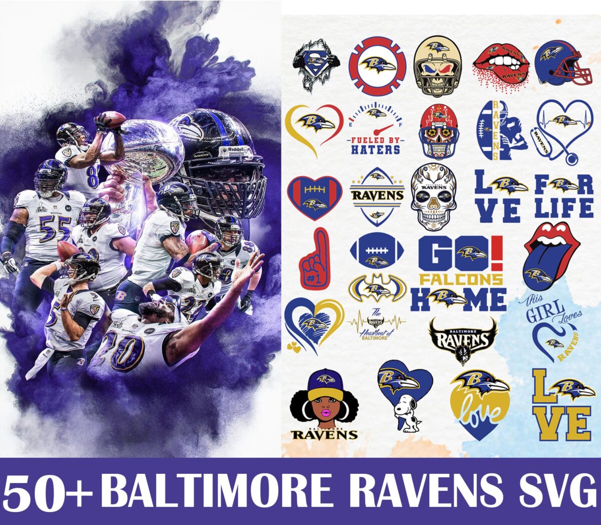 50 Baltimore Ravens Svg Bundle